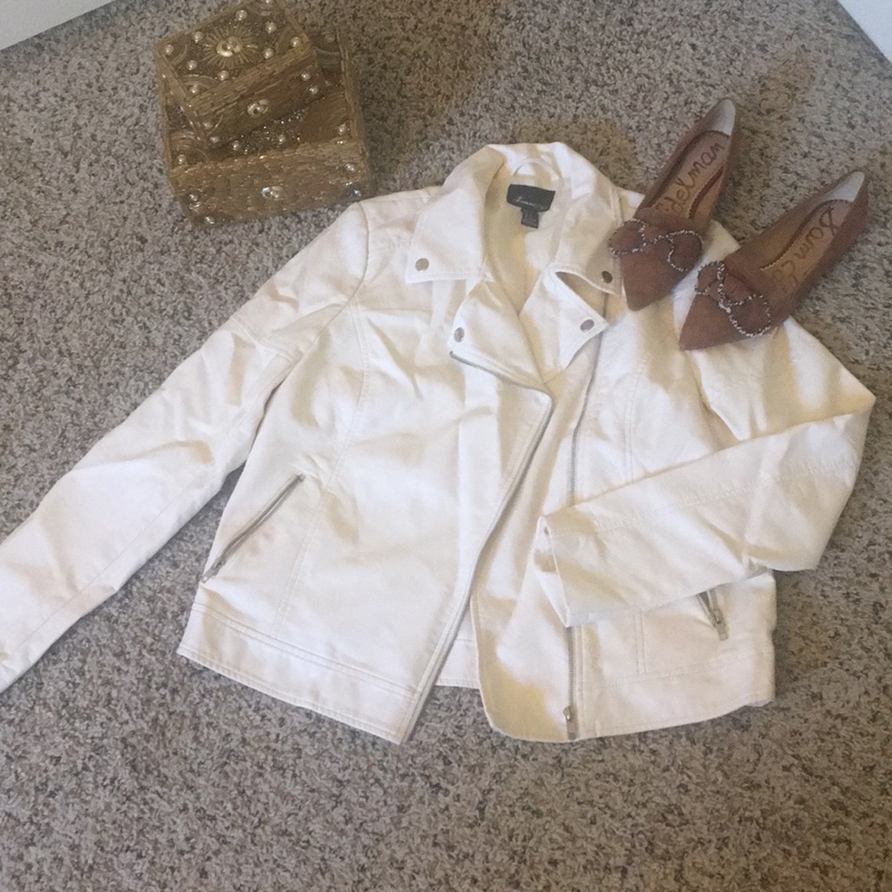 White Feux Leather Jacket